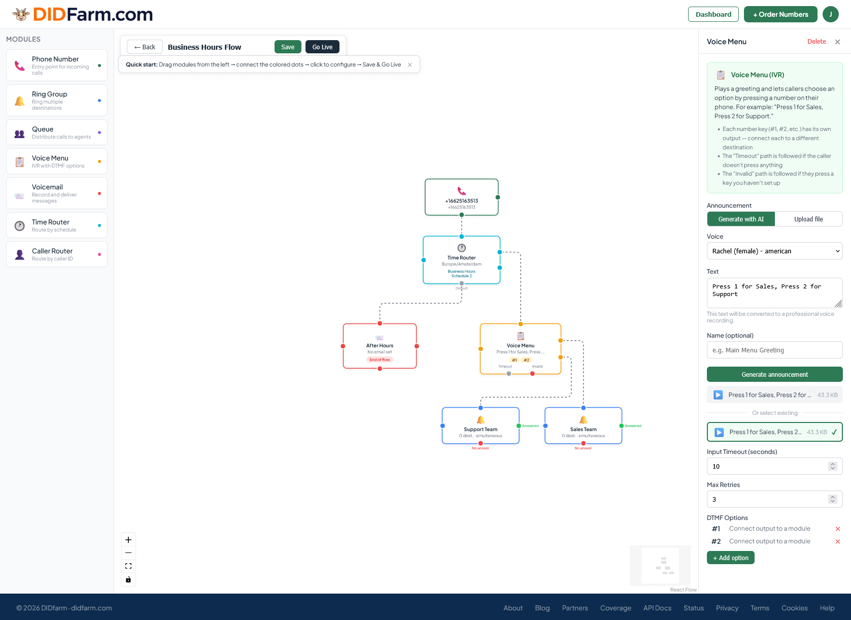 Cliqtel Visual Call Flow Builder