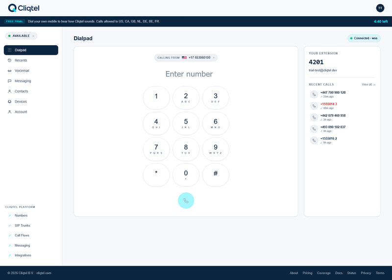 هاتف Cliqtel الذكي على الويب في المتصفح